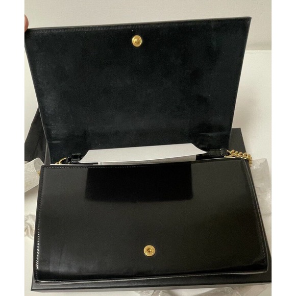 NEW SAINT LAURENT PATENT LEATHER GOLD CHAIN WALLET BAG PURSE BOX! - Picture 8 of 16